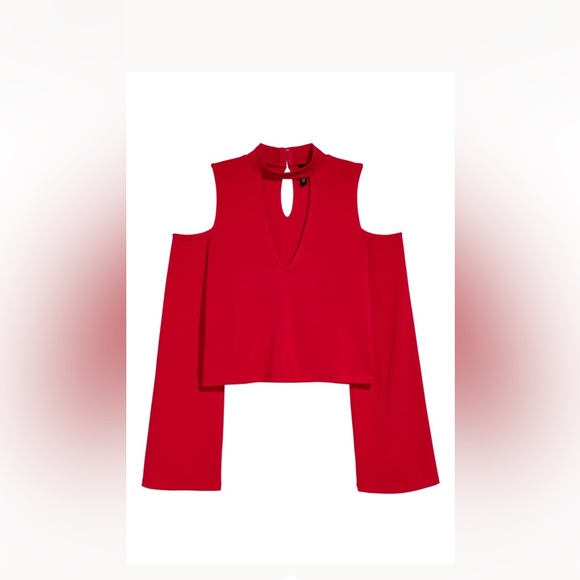 H&M Tops - H&M DIVIDED • Red Cut Out Shoulder Top • M •